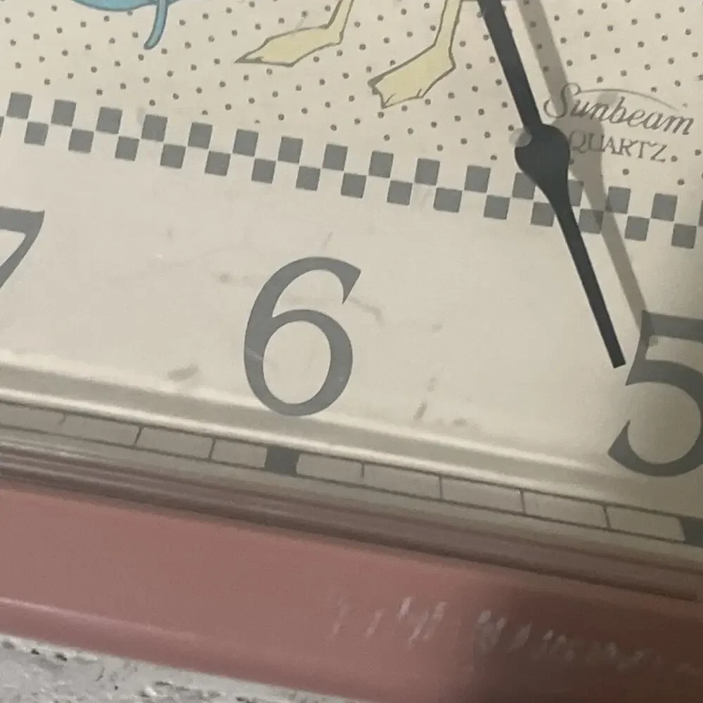 Vintage Sunbeam Quartz Goose/Duck Clock Square Country Pink Cottage 80’s Works!